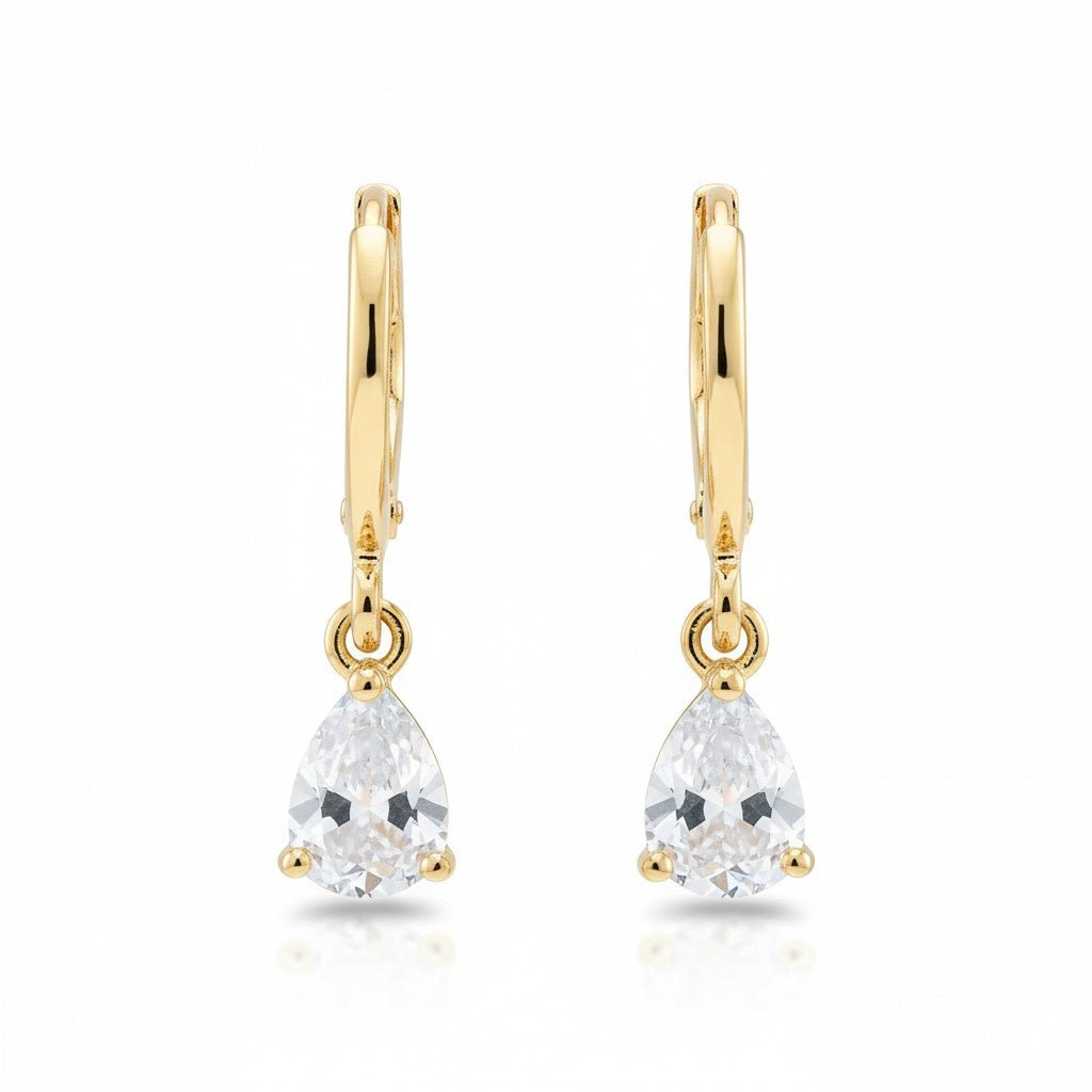 Goudkleurige Mini Oorringetjes Meisje – Transparante Zirkonia – 10mm - Aramat Jewels - Oorringen - cadeautip