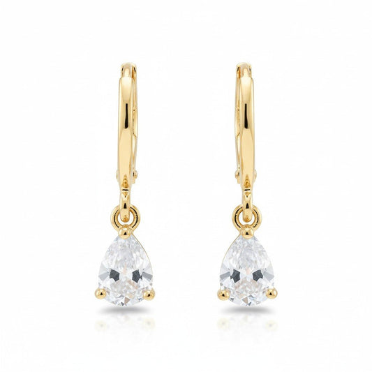 Goudkleurige Mini Oorringetjes Meisje – Transparante Zirkonia – 10mm - Aramat Jewels - Oorringen - cadeautip