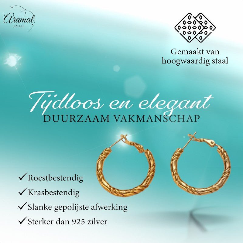 Goudkleurige Oorringen RVS – 25x3,5mm – Brede en Smalle Banden - oor6310 - 528899 - Oorringen kopen# - 25mm - alles - cadeau