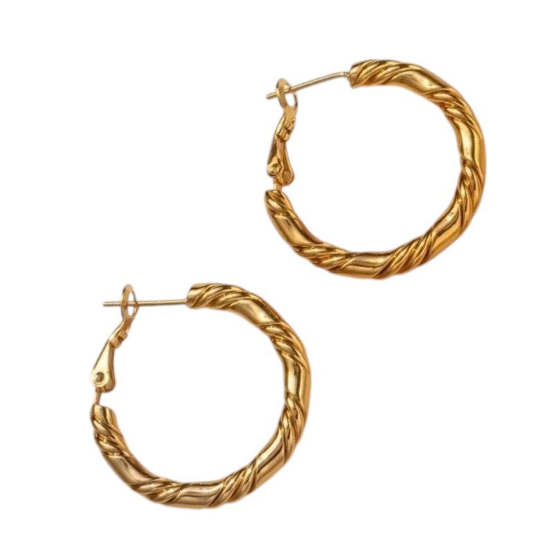 Goudkleurige Oorringen RVS – 25x3,5mm – Brede en Smalle Banden - oor6310 - 528899 - Oorringen kopen# - 25mm - alles - cadeau