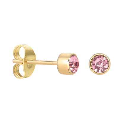 Goudkleurige Oorstekers 4mm - Lichtroze Kristal - oor4613 - Oorbellen kopen# - 4mm - alles - cadeau