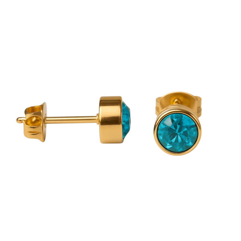 Goudkleurige Oorstekers 5mm - Aqua Blauw Kristal - oor2768 - XE71668 - Oorbellen kopen# - 5mm - alles - Aqua Blauw