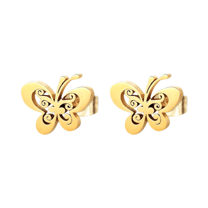 Goudkleurige open vlinder oorstekers 10x8 mm - Aramat Jewels - Oorbellen - cadeautip