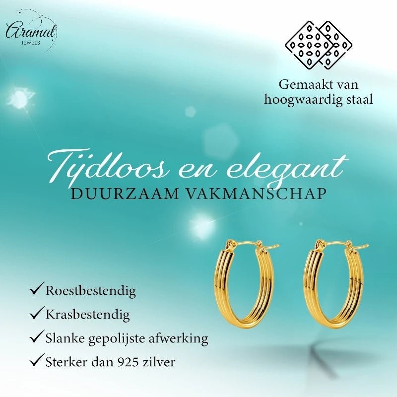 Goudkleurige Ovale Oorringen 26mm - oor6305 - 558996 - Oorringen kopen# - 18mm - alles - cadeau
