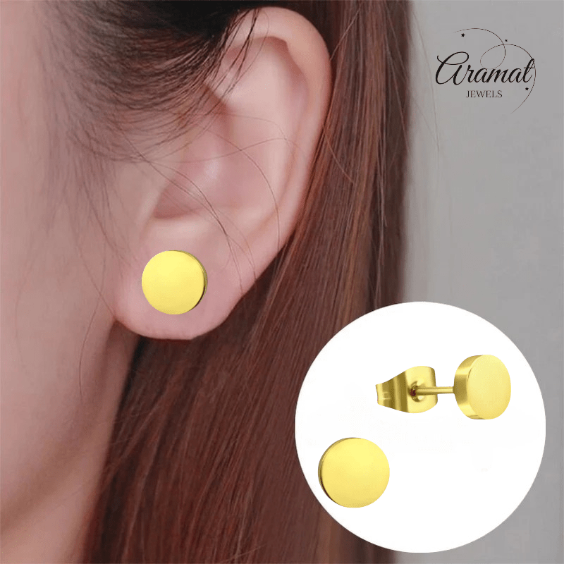 Goudkleurige Ronde Oorstekers RVS 10mm - Aramat Jewels - Oorbellen - cadeautip