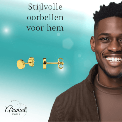Goudkleurige Ronde Oorstekers RVS 4mm - Aramat Jewels - Oorbellen - cadeautip