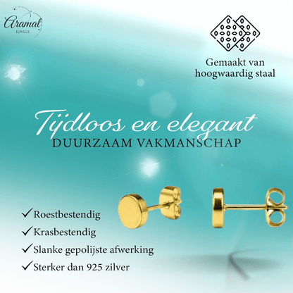 Goudkleurige Ronde Oorstekers RVS 4mm - Aramat Jewels - Oorbellen - cadeautip