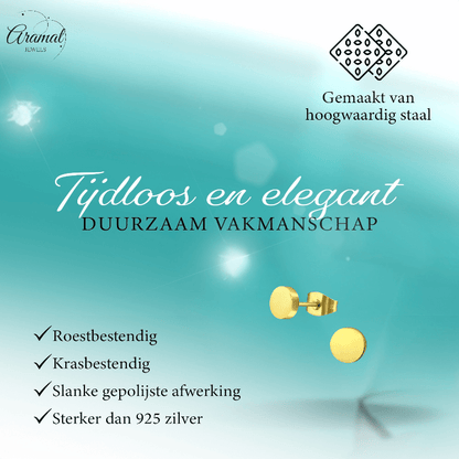 Goudkleurige Ronde Oorstekers RVS 7mm - Aramat Jewels - Oorbellen - cadeautip