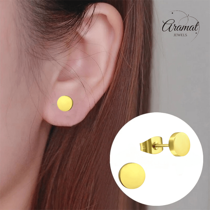 Goudkleurige Ronde Oorstekers RVS 7mm - Aramat Jewels - Oorbellen - cadeautip