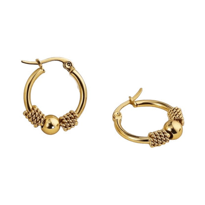 Goudkleurige RVS Bali Oorringetjes 23x22mm – Kleine Hoops voor Dames - oor6359 - 514435 - Oorringen kopen# - 23mm - alles - bali