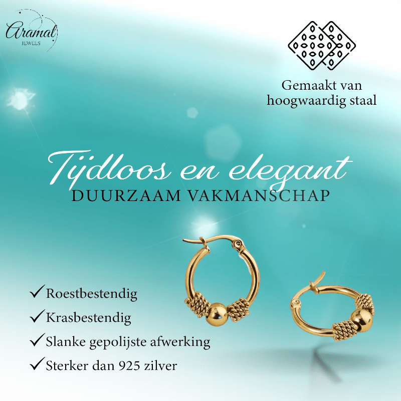 Goudkleurige RVS Bali Oorringetjes 23x22mm – Kleine Hoops voor Dames - oor6359 - 514435 - Oorringen kopen# - 23mm - alles - bali