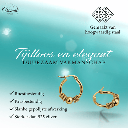 Goudkleurige RVS Bali Oorringetjes 23x22mm – Kleine Hoops voor Dames - oor6359 - 514435 - Oorringen kopen# - 23mm - alles - bali