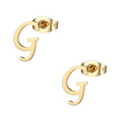 Goudkleurige RVS oorstekers Letter G - Aramat Jewels - Oorbellen - cadeautip