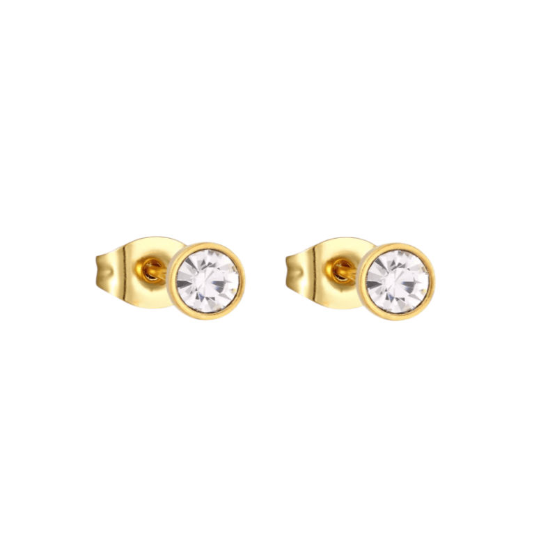 Goudkleurige Stalen Kristallen Oorbellen 4mm - oor2090 - XE59272 - Oorbellen kopen# - 4mm - alles - cadeau