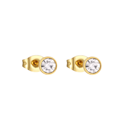 Goudkleurige Stalen Kristallen Oorbellen 4mm - oor2090 - XE59272 - Oorbellen kopen# - 4mm - alles - cadeau
