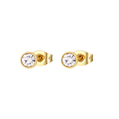 Goudkleurige Stalen Kristallen Oorbellen 4mm - oor2090 - XE59272 - Oorbellen kopen# - 4mm - alles - cadeau