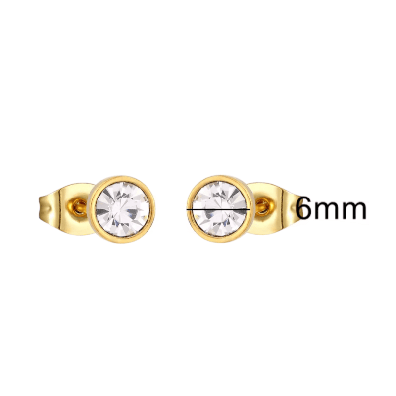 Goudkleurige Stalen Kristallen Oorbellen 6mm - oor1692 - xe58218 - Oorbellen kopen# - 6mm - alles - cadeau