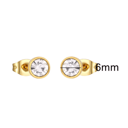 Goudkleurige Stalen Kristallen Oorbellen 6mm - oor1692 - xe58218 - Oorbellen kopen# - 6mm - alles - cadeau