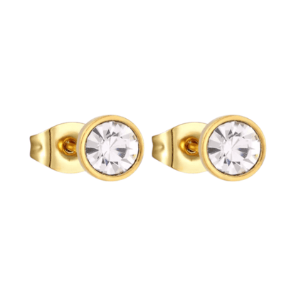 Goudkleurige Stalen Kristallen Oorbellen 6mm - oor1692 - xe58218 - Oorbellen kopen# - 6mm - alles - cadeau