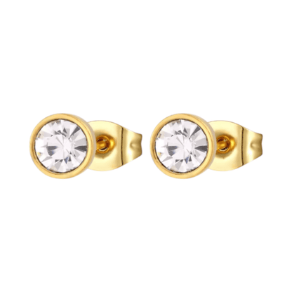 Goudkleurige Stalen Kristallen Oorbellen 6mm - oor1692 - xe58218 - Oorbellen kopen# - 6mm - alles - cadeau