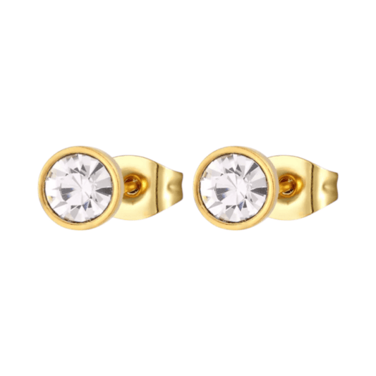 Goudkleurige Stalen Kristallen Oorbellen 6mm - oor1692 - xe58218 - Oorbellen kopen# - 6mm - alles - cadeau