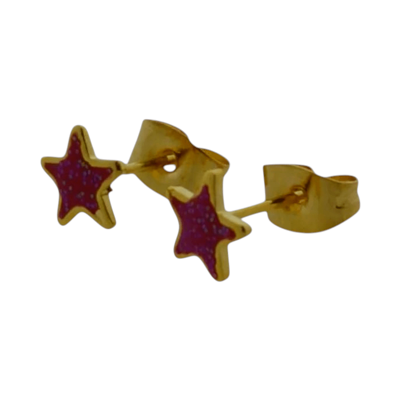 Goudkleurige Ster Oorstekers Rood 6 mm - oor6171 - YY - Oorbellen kopen# - 6mm - alles - cadeau