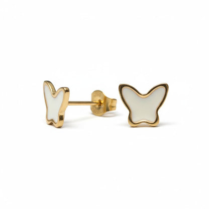 Goudkleurige Vlinder Oorbellen RVS en Emaille - Aramat Jewels - Oorbellen - cadeautip
