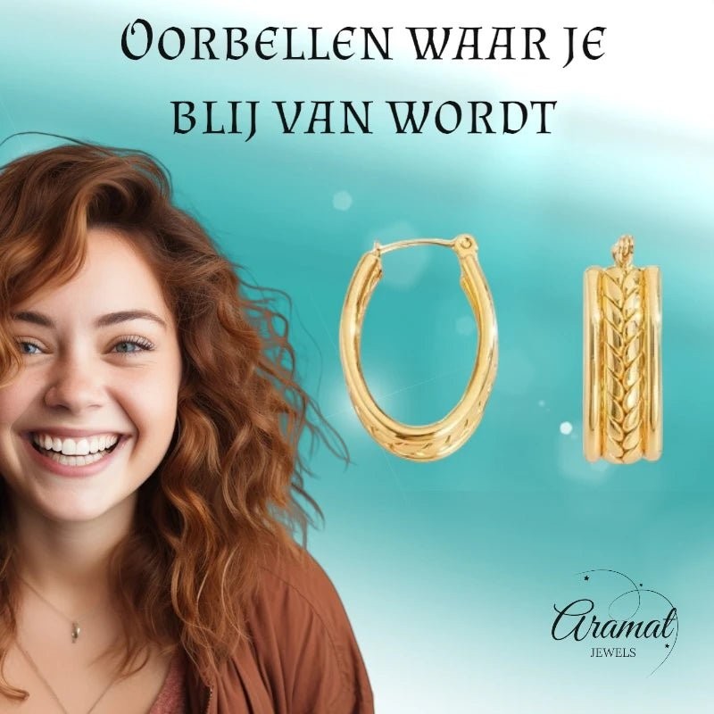 Gourmet Schakel Oorringen RVS Goudkleurig – 25x18mm – Ovaal - oor6326 - 657118 - Oorringen kopen# - 25mm - alles - cadeau