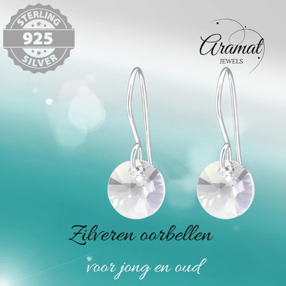Grijze Kristal Oorhangers Kind - 925 Zilver - oor3260 - 27940 - Oorhangers kopen# - 8mm - 925 Zilver - alles
