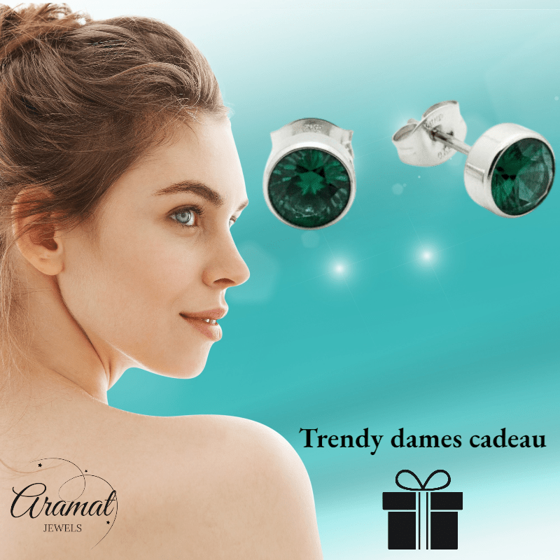 Groene Zirkonia Oorbellen RVS - Aramat Jewels - Oorbellen - cadeautip