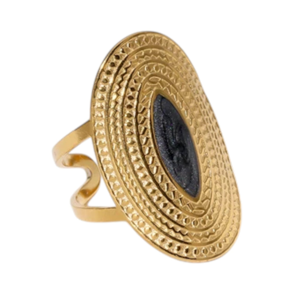 Grote Verstelbare RVS Ring Ovaal met Emaille - 28 mm - Aramat Jewels - Ringen - cadeautip