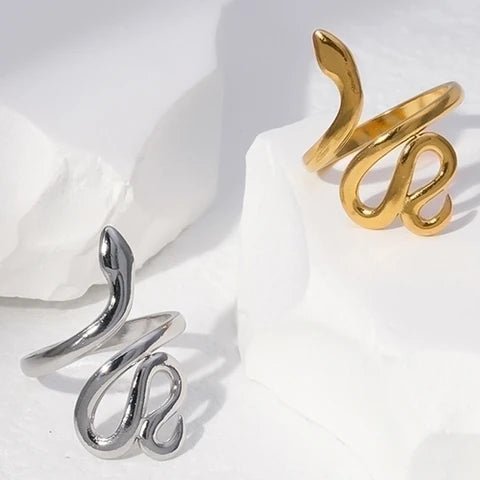Grote Verstelbare Slangenring van RVS - 28mm Statement Ring - Aramat Jewels - Ringen - cadeautip