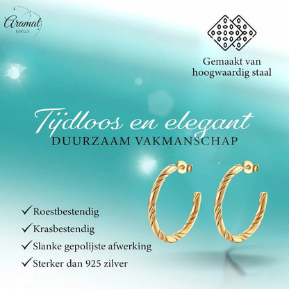 Halve Oorringen RVS Goudkleur 30mm - oor6384 - 22969 - Oorbellen kopen# - 30mm - alles - cadeau