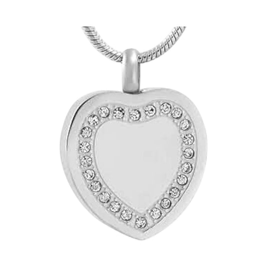 Hart ashanger met zirkonia rand – zilverkleurig - Aramat Jewels - Gedenkhangers - cadeautip