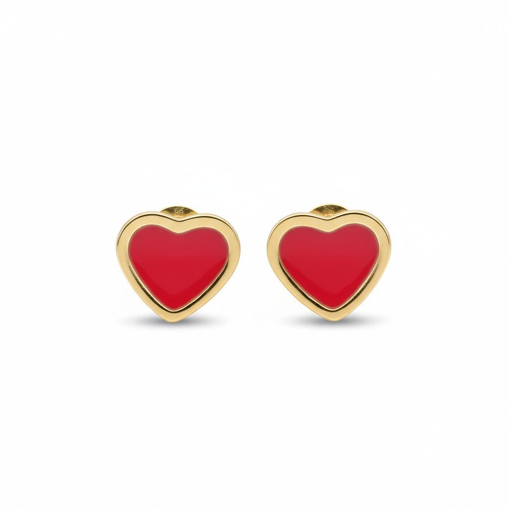 Hartjes Oorbellen In Roestvrij Staal Met Emaille - Aramat Jewels - Oorbellen - cadeautip