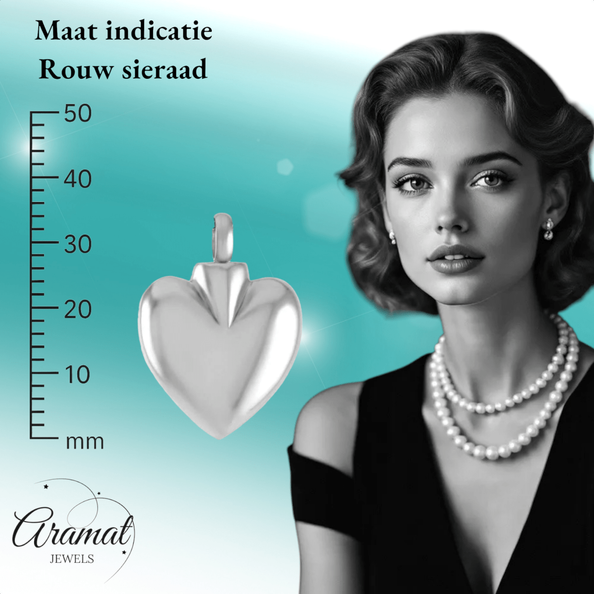 Hartvormig as sieraad van staal – gedenksieraad - Aramat Jewels - Gedenkhangers - cadeautip
