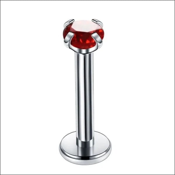 Helix Piercing Zilverkleur Rode Zirkonia 6mm 3mm - Aramat Jewels - Piercings - cadeautip