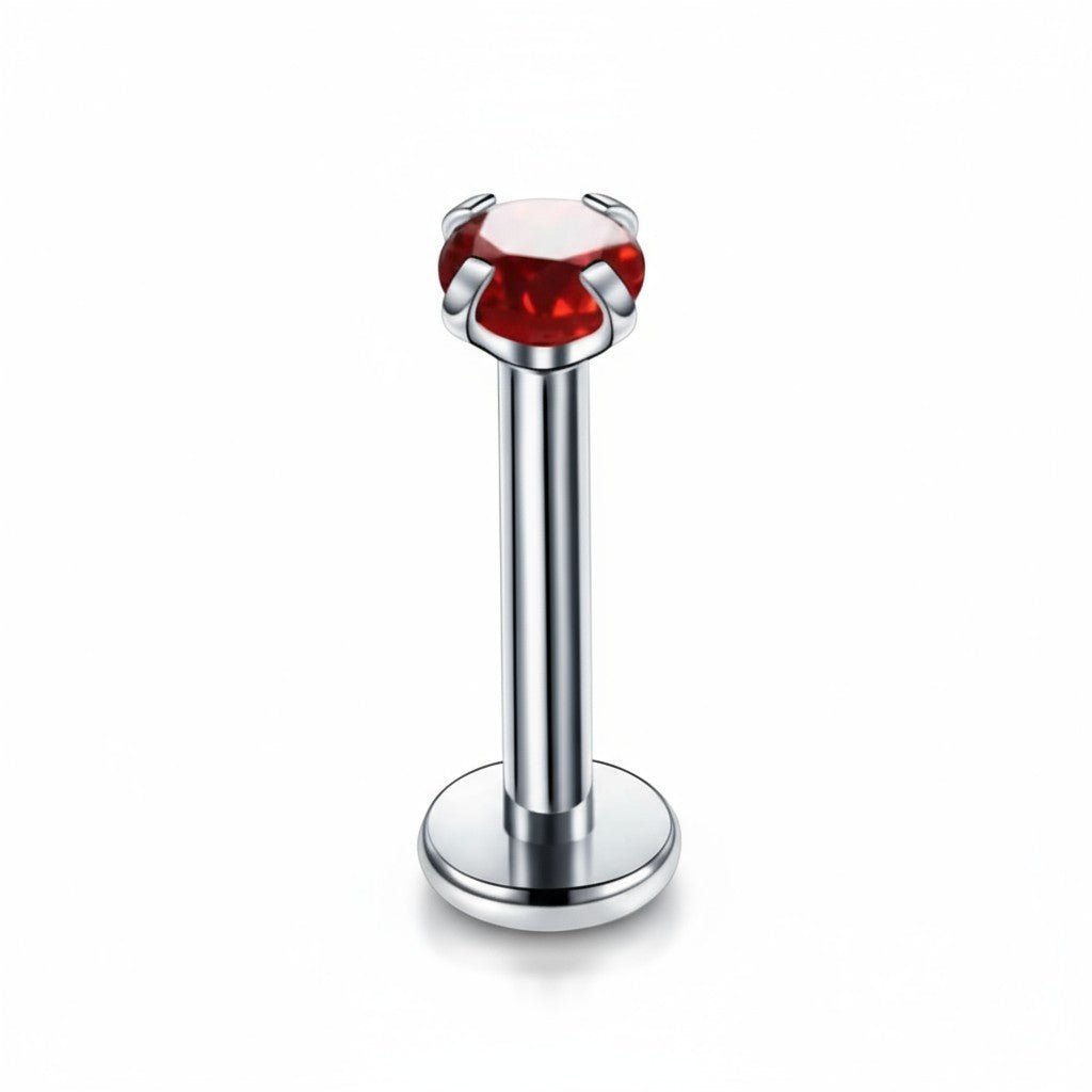 Helix Piercing Zilverkleur Rode Zirkonia 6mm 3mm - Aramat Jewels - Piercings - cadeautip