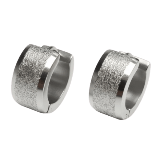 Huggies – RVS Sandblasted Zilverkleur (13mm) - Aramat Jewels - Oorringen - cadeautip