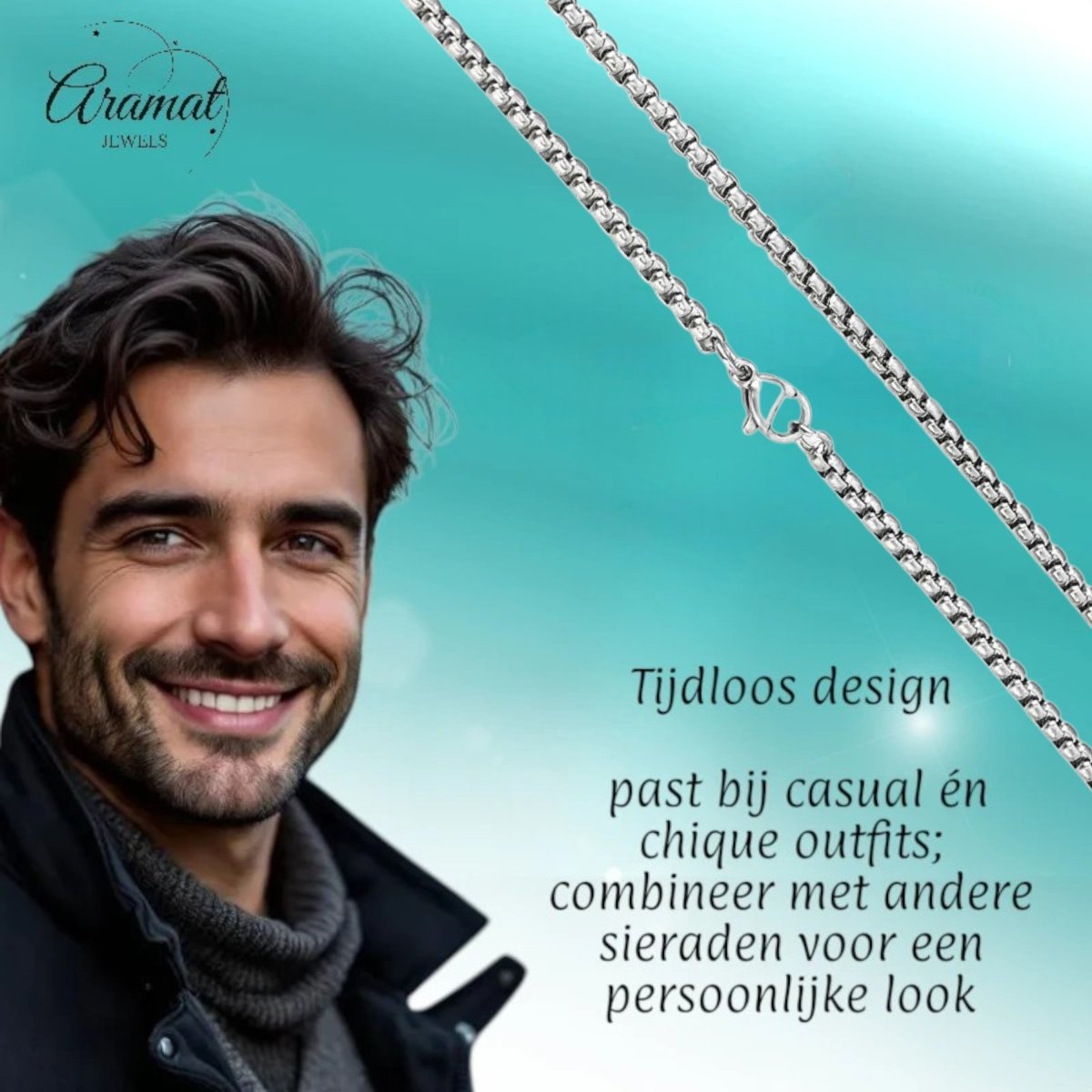 Jasseron Halsketting RVS 60 cm – 1,5 mm - Aramat Jewels - Halskettingen - cadeautip