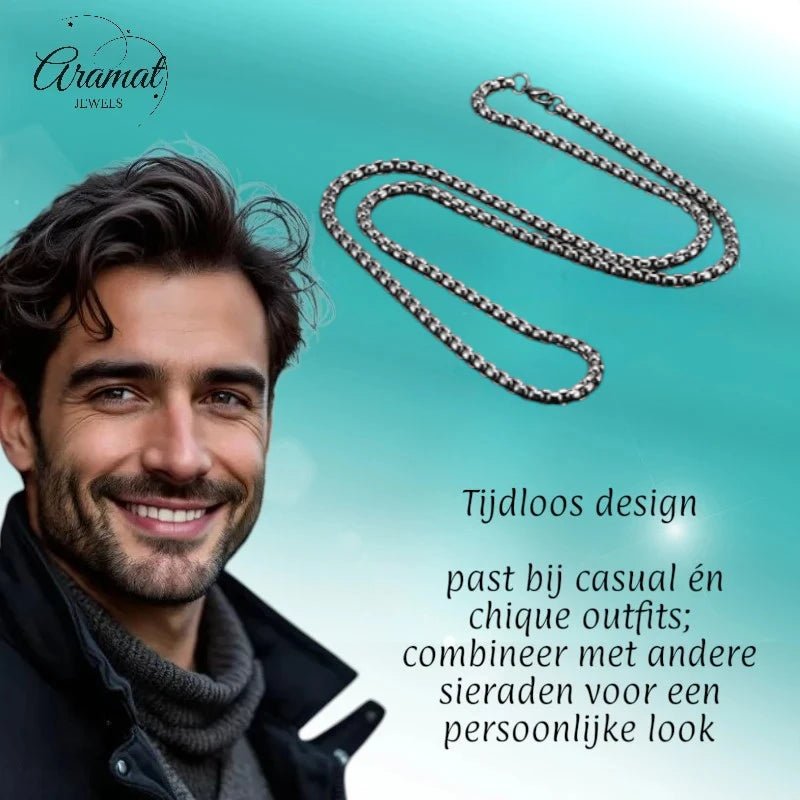 Jasseron Halsketting RVS 70 cm – 3,5 mm - Aramat Jewels - Halskettingen - cadeautip