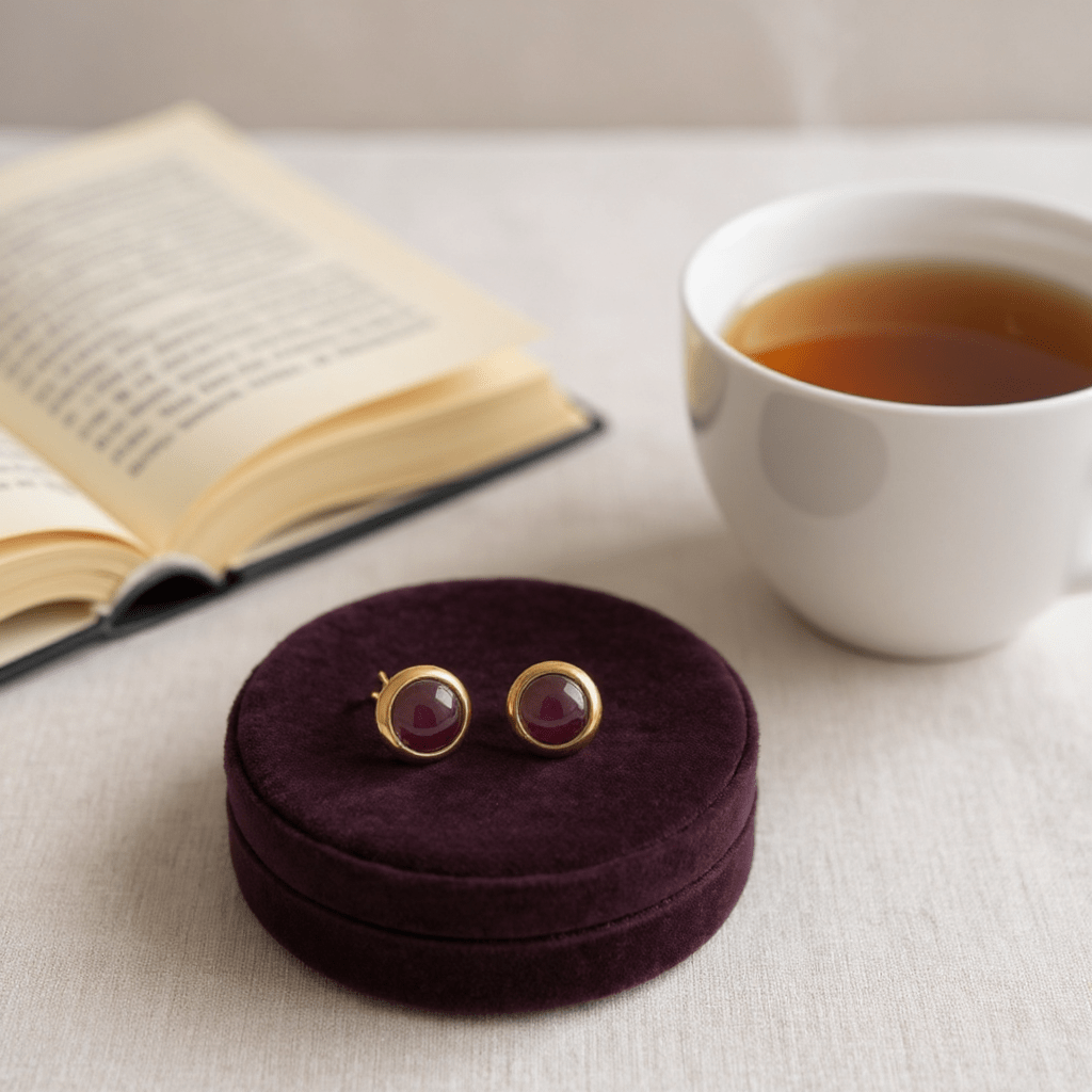 Kattenoog Oorbellen 8mm – Paars Goudkleurig - Aramat Jewels - Oorbellen - cadeautip