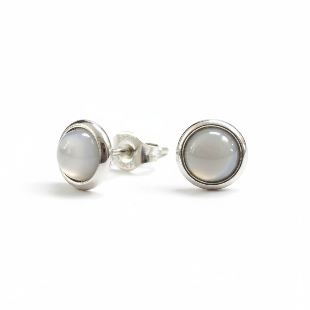 Kattenoog Oorbellen 8mm – Wit - Aramat Jewels - Oorbellen - cadeautip