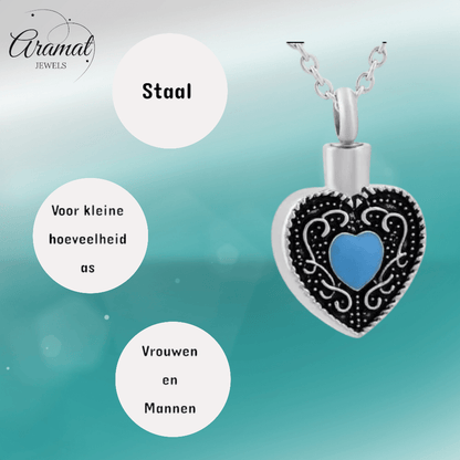 Keltisch hart as - hanger staal blauw emaille 3cm - Aramat Jewels - Gedenkhangers - cadeautip