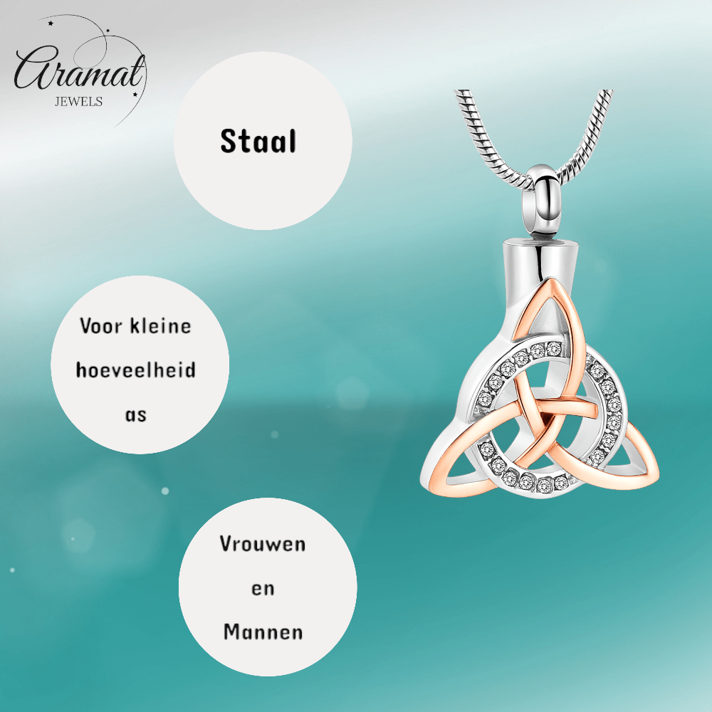 Keltische as - hanger staal triquetra met kristal - Aramat Jewels - Gedenkhangers - cadeautip