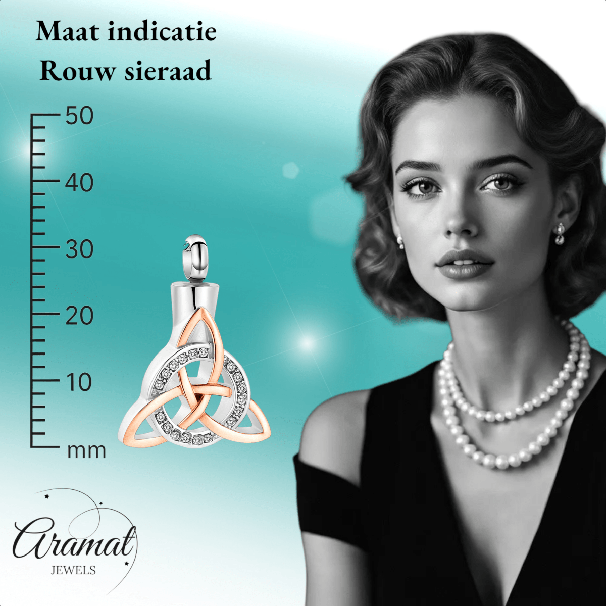 Keltische as - hanger staal triquetra met kristal - Aramat Jewels - Gedenkhangers - cadeautip