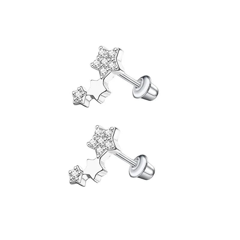 Kinderoorbellen sterren RVS 10x6mm - Schroefsluiting - Aramat Jewels - Oorbellen - cadeautip