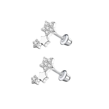 Kinderoorbellen sterren RVS 10x6mm - Schroefsluiting - Aramat Jewels - Oorbellen - cadeautip