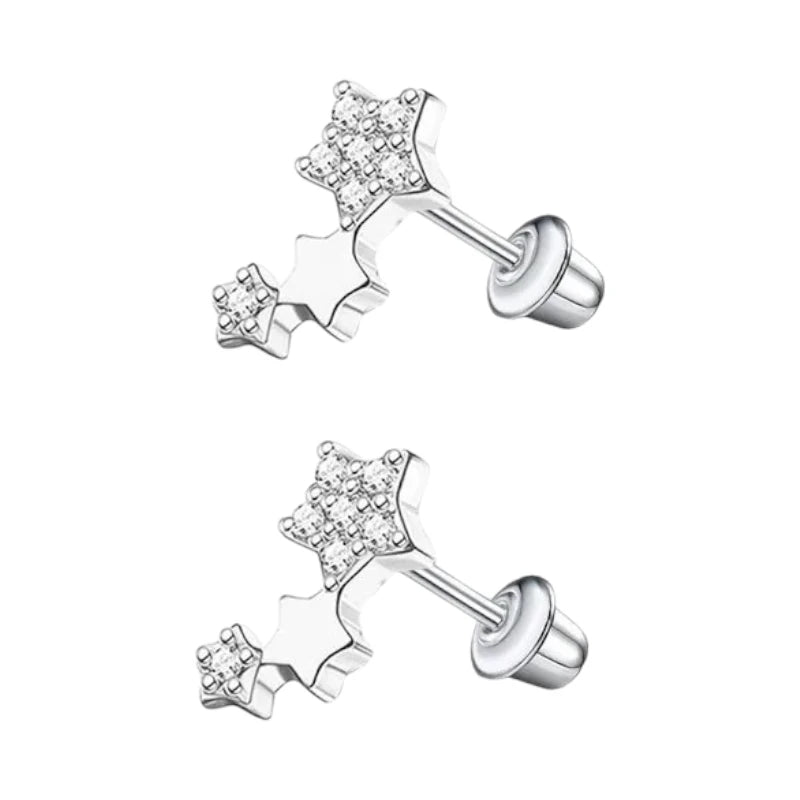 Kinderoorbellen sterren RVS 10x6mm - Schroefsluiting - Aramat Jewels - Oorbellen - cadeautip