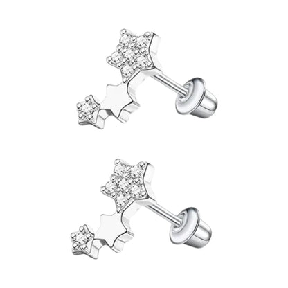 Kinderoorbellen sterren RVS 10x6mm - Schroefsluiting - Aramat Jewels - Oorbellen - cadeautip